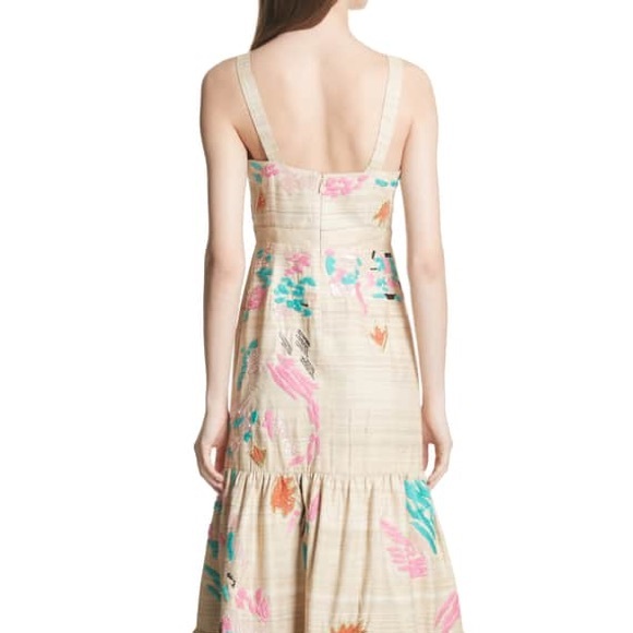 Tracey Reese Tiered Raw Silk Embroidered Maxi Drs - Picture 3 of 8